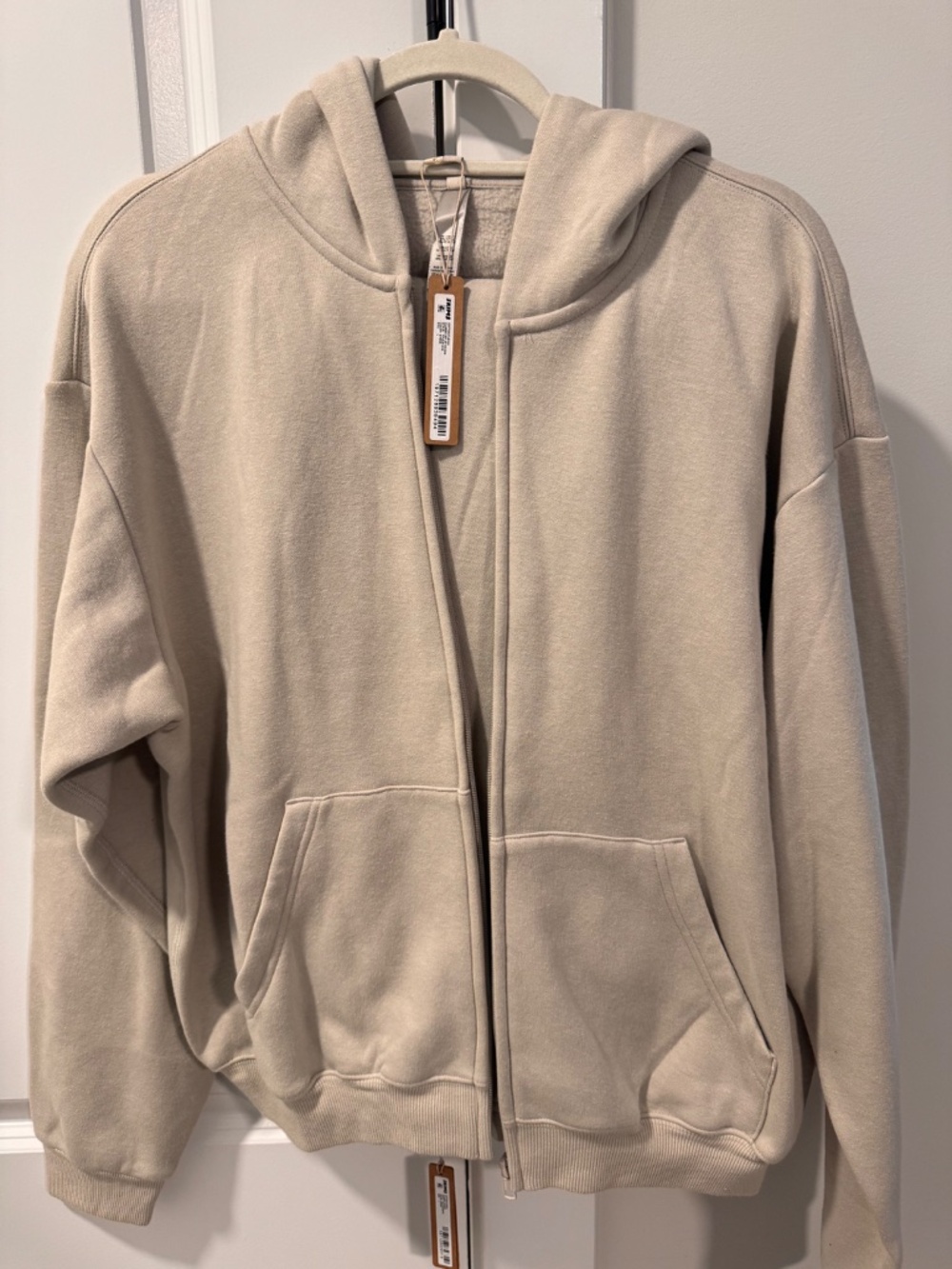 SKIMS Cotton Fleece Stone Sweat Set (inc zip sweatshirt and sweatpants) Size L - Picture 5 of 7
